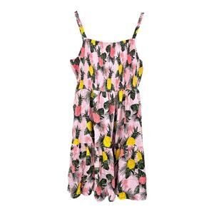 NWT Children's Place Women XXL Dress Pink Pineapple Floral Smocked Midi 16